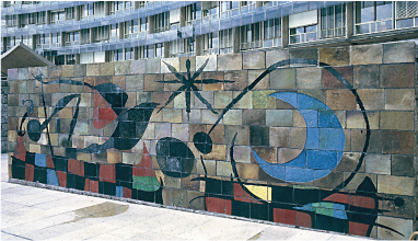Joan Miró and ceramicist Jose Llorens Artigas, Wall of the Sun and Wall of the Moon, 1958, Unesco Building, Paris, h.2.2m