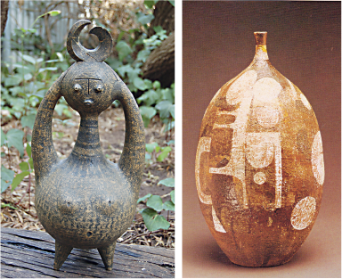 Left: Alex Leckie, ceramic piece from his post graduate show at the Glasgow School of Art, circa 1953/4 Right: Alex Leckie, vase, c.1959; photo: Grant Hancock