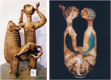 Left: Alex Leckie, Figure and Bull, c.1990s; courtesy: Iona Leckie; Right: Alex Leckie, figures, c.1990s